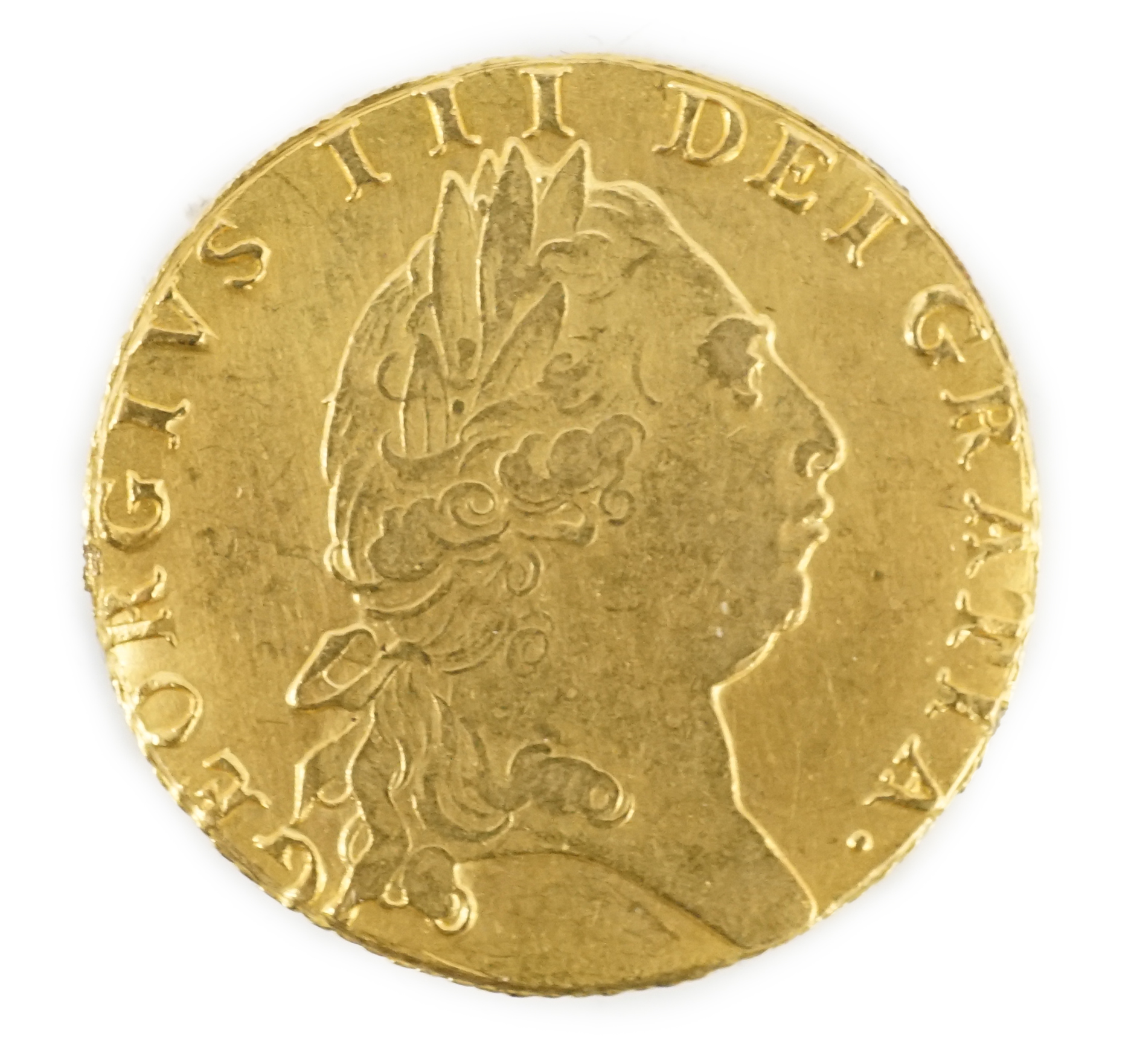 A George III gold spade guinea, 1794 (ex mounted)